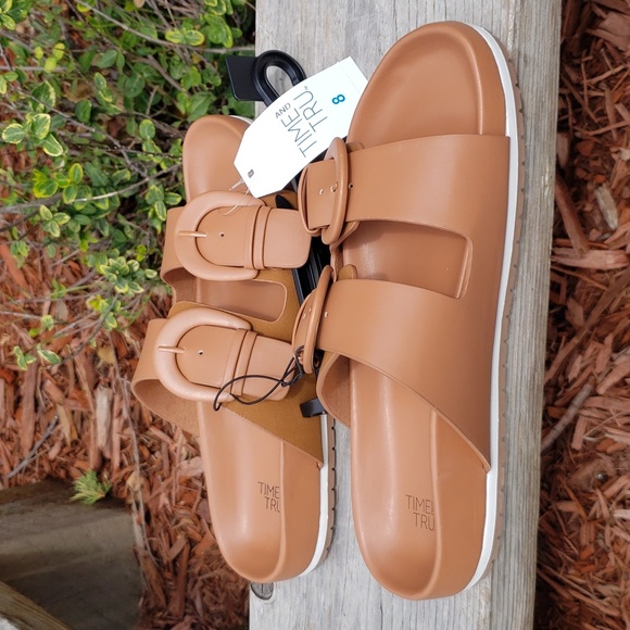 NWT Time and Tru women's slide sandals tan color size 8 - Picture 1 of 11